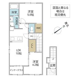 仮)那珂市菅谷字江向東新築アパート 2LDKの間取図画像