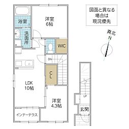 仮)那珂市菅谷字大木内新築アパート 2LDKの間取図画像