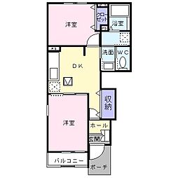 クリアネス3 2DKの間取図画像