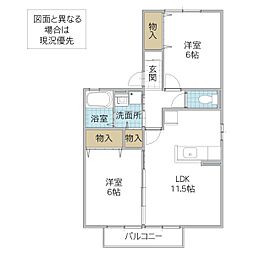 ベルコートB 2DKの間取図画像