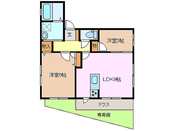 ラウンドヒルII 101｜三重県三重郡川越町大字南福崎(賃貸アパート2LDK・1階・42.00㎡)の写真 その2