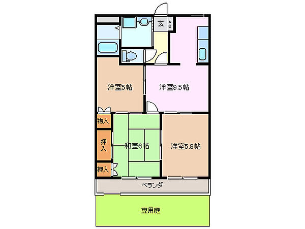 Heights J 101｜三重県三重郡川越町大字豊田(賃貸アパート3LDK・1階・57.75㎡)の写真 その2