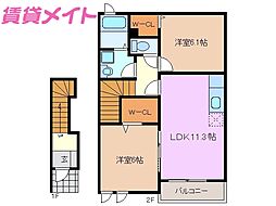 フィオーレ　II 2階2LDKの間取り