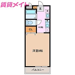 エスポワール生和 1階1Kの間取り