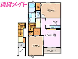 スター　ヒル　Ｍ 2階2LDKの間取り