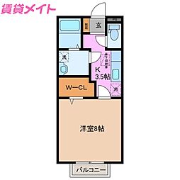 エトワール 1階1Kの間取り
