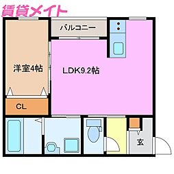 LECOCON四日市VI 3階1LDKの間取り