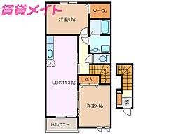 Ｐｅｔｉｔ　Ａｎｇｅ　II 2階2LDKの間取り