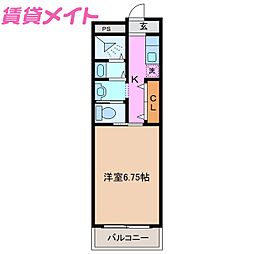 ノイハウスII 1階1Kの間取り