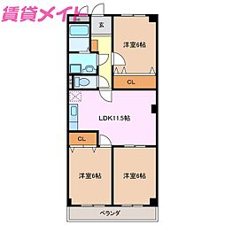 フロンティア21 1階3LDKの間取り