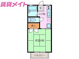 アリス 1Kの間取図画像