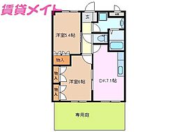 コーポアイビー 2DKの間取図画像
