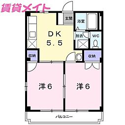 フォレストヴィレッジ 2DKの間取図画像