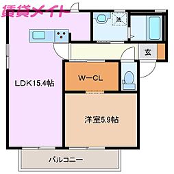 エスペランサ2 1LDKの間取図画像