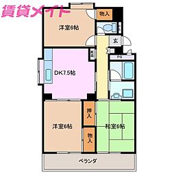 ブライトプラザB 3DKの間取図画像
