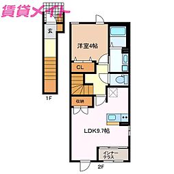 ネージュ 1LDKの間取図画像