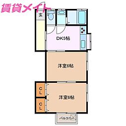 コーポ小杉 2Kの間取図画像