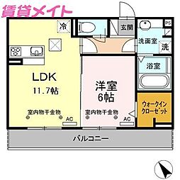 ルーチェ南いかるが 1LDKの間取図画像