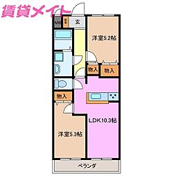 リズロン デ ジャルダン 2階/-