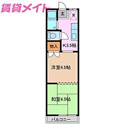 ホワイトハウス1 2Kの間取図画像