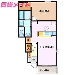 コージーコート京 1LDKの間取図画像