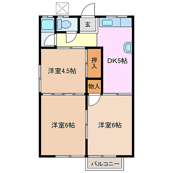 三重県桑名市新屋敷(賃貸アパート3DK・2階・43.74㎡)の写真 その2