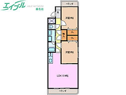 ロクハウス長島 1階2LDKの間取り