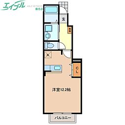ポライトリー　II 1階ワンルームの間取り