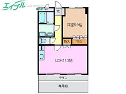 ツインズ　アソシア　Ａ棟 1階1LDKの間取り