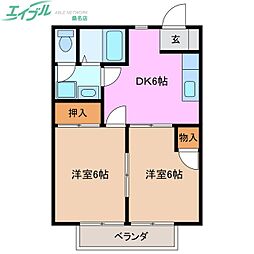 ハピネス 2DKの間取図画像