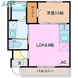 トロン 1階1LDKの間取り