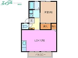 コリーナエスペランサC 1LDKの間取図画像
