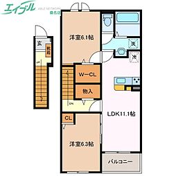 ポルト ボヌール I 2LDKの間取図画像