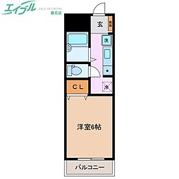 ウッズフェアリー 1Kの間取図画像