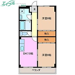 アーリーバード 2DKの間取図画像