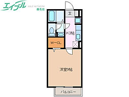 モナリエーレB 1Kの間取図画像
