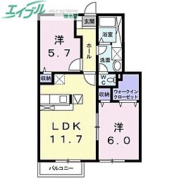 リーオ・デ・グロリア 2LDKの間取図画像