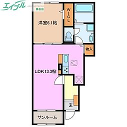 ブランドール樹4A 1LDKの間取図画像