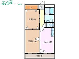 シャトレ桑名 2LDKの間取図画像