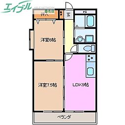 シャトレ桑名 2LDKの間取図画像