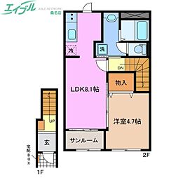 ベルクレイン 1LDKの間取図画像