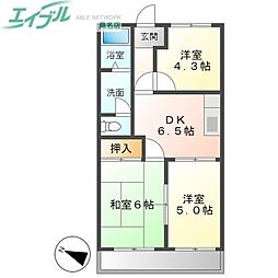 ハウスおおくら 3DKの間取図画像