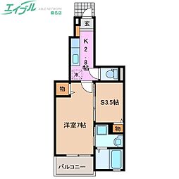 ガウディ 1SKの間取図画像