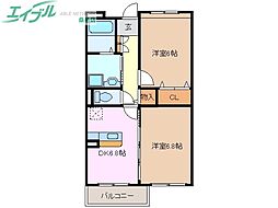 マーブル・ホーム 2DKの間取図画像