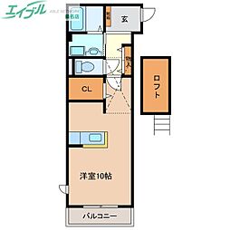 フリーデ ワンルームの間取図画像
