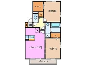 ウィステリア　B 201 ｜ 三重県桑名市長島町出口（賃貸アパート2LDK・2階・59.58㎡） その2