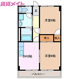 ライラック正和台B 2DKの間取図画像