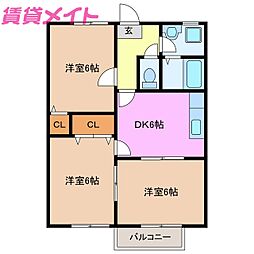 ファミーユソノハラ 2階3DKの間取り