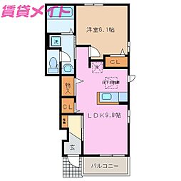 シオン　I 1階1LDKの間取り