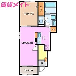 ショー・Ｔ 1階1LDKの間取り